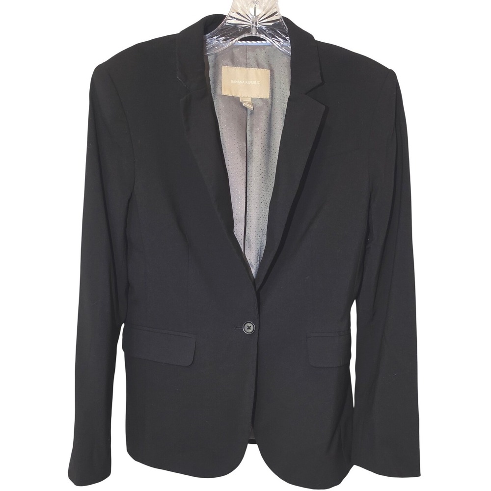 Banana Republic Black Wool Blend Single Button Blazer Petite 6P